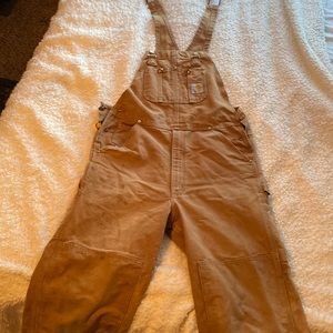 Carhartt tan double knee carpenter overalls size Large Regular.
